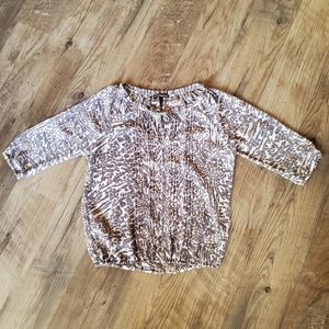 Express blouse with bow in grey cheetah, Size: S